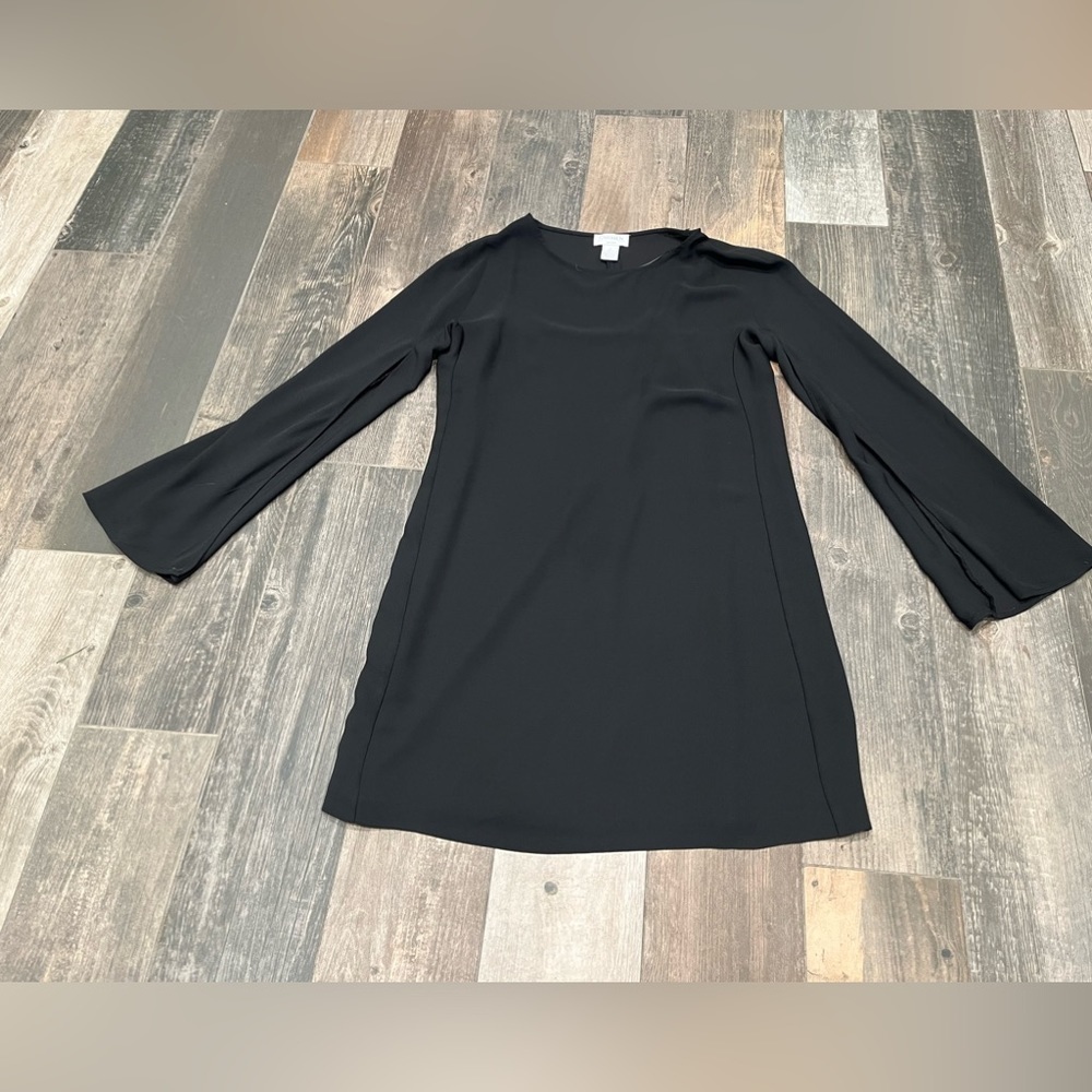 Carmen Marc Valvo Womens Dress Black Long Sleeve Split flutter Solid Small